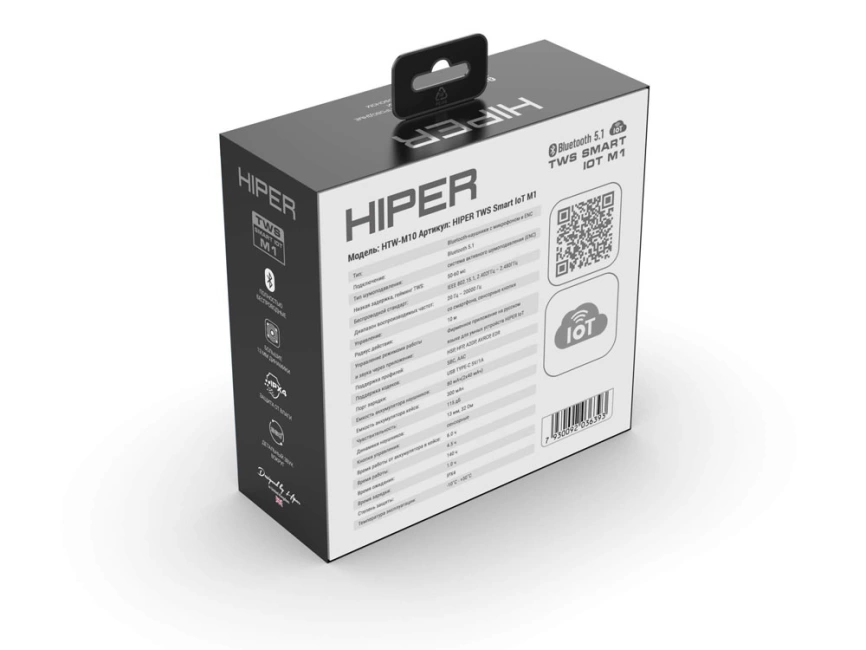 Беспроводные наушники HIPER TWS Smart IoT M1 (HTW-M10) Bluetooth 5.1 гарнитура, Серый фото 6