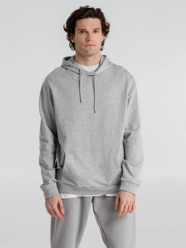 Толстовка с капюшоном унисекс Hoodie, серый меланж, размер S фото 11