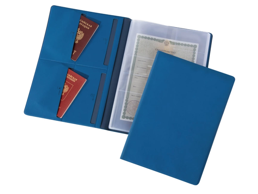 Органайзер Favor 2.0 для семейных документов на 4 комплекта документов, формат А4, синий фото 1