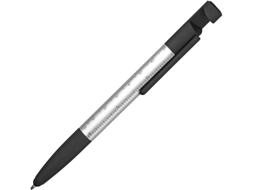 Ручка-стилус пластиковая шариковая многофункциональная (6 функций) Multy, серебристый фото 1