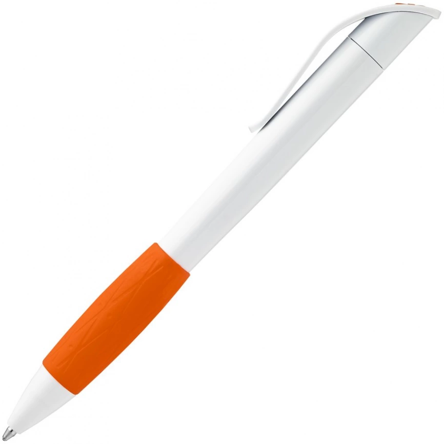 Ручка шариковая Grip, белая с оранжевым фото 5