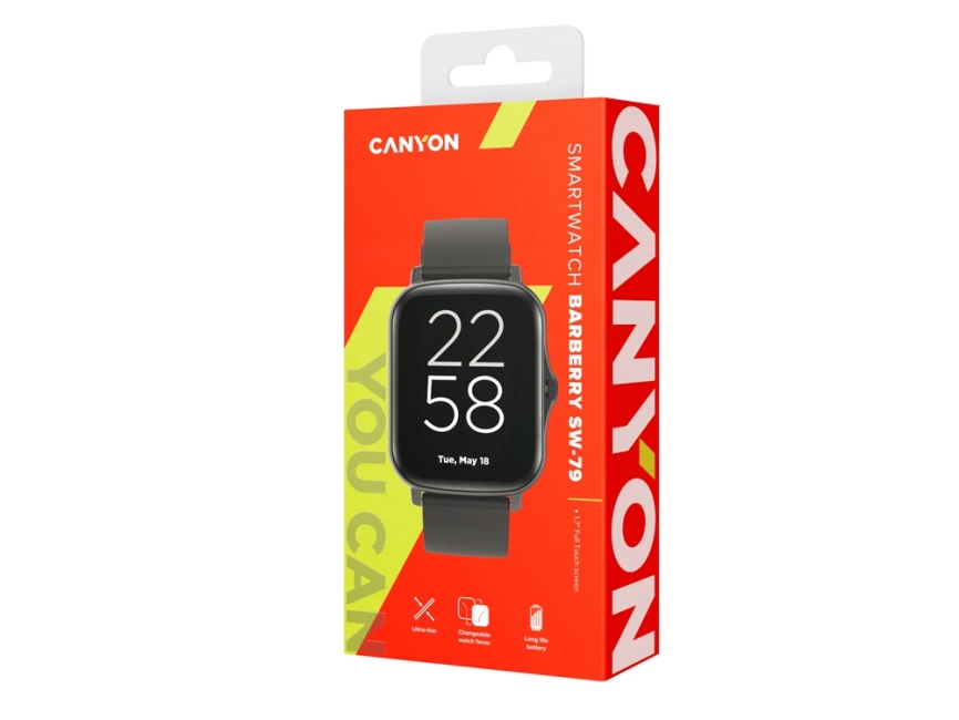 Умные часы CANYON Barberry SW-79, IP 67, BT 5.1, сенсорный дисплей 1.7, черный фото 6