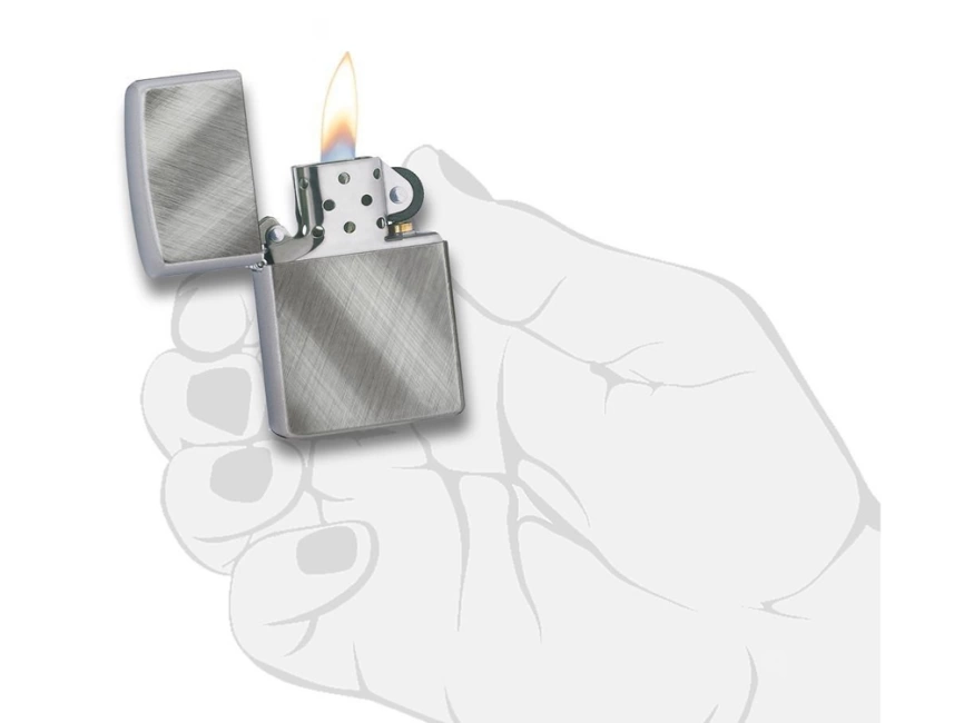 Зажигалка ZIPPO Classic с покрытием Brushed Chrome, латунь/сталь, серебристая, матовая, 38x13x57 мм фото 3