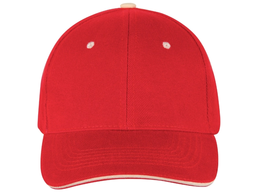 Бейсболка New Castle 6-ти панельная, красный/натуральный фото 2