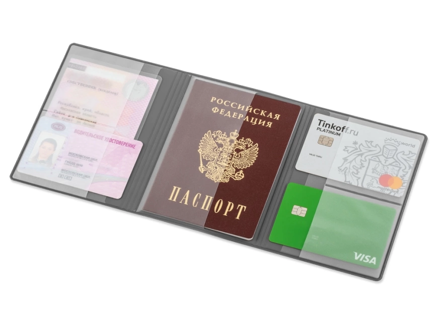 Обложка на магнитах для автодокументов и паспорта Favor, темно-синяя фото 2