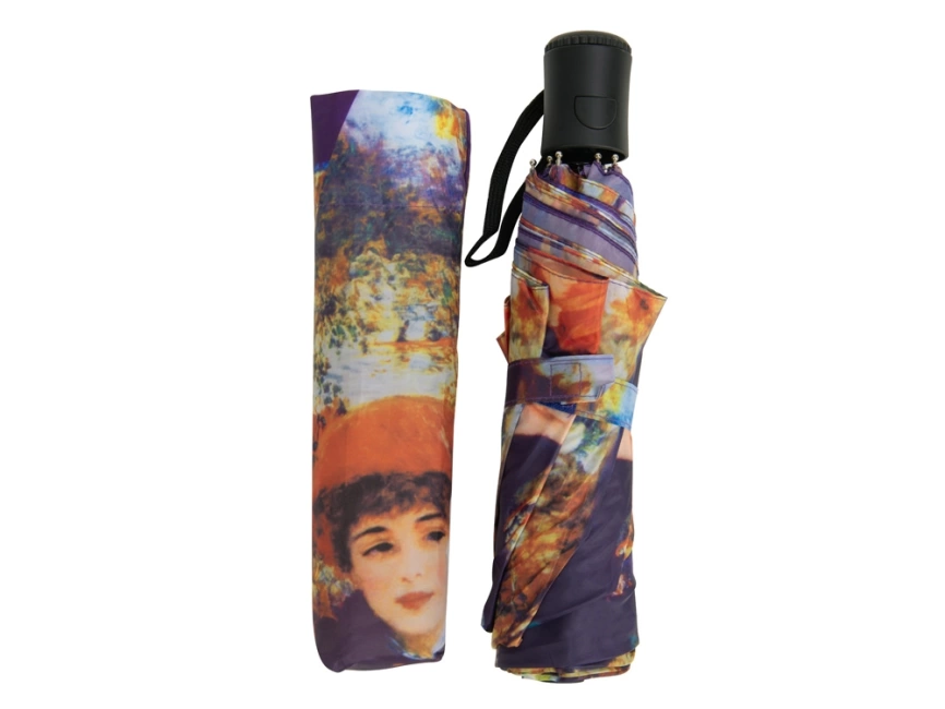 Набор: платок, складной зонт Ренуар. Терраса, синий/желтый фото 3