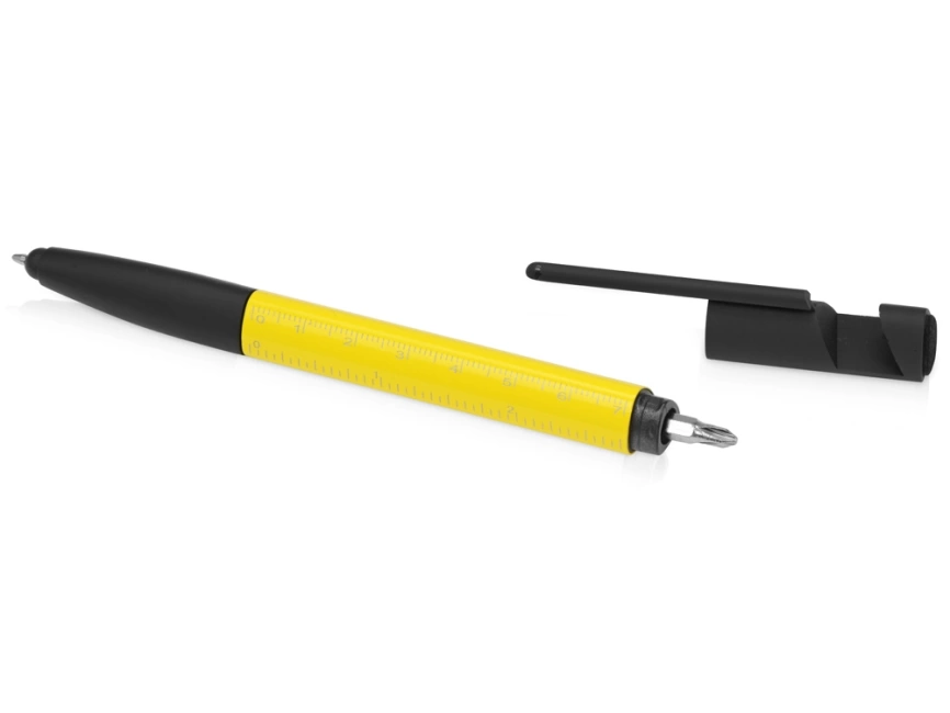 Ручка-стилус пластиковая шариковая многофункциональная (6 функций) Multy, желтый фото 6