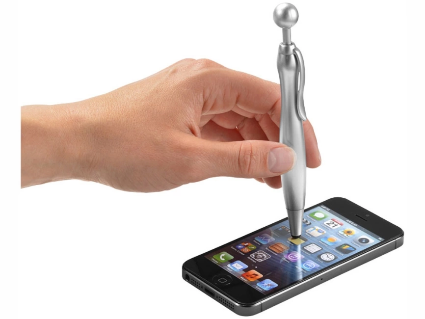 Ручка-стилус шариковая Naples, серебристый фото 2