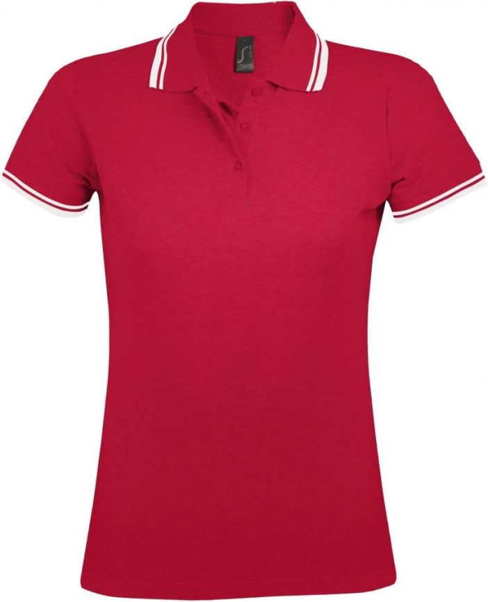 Рубашка поло женская Pasadena Women 200 с контрастной отделкой красная с белым, размер XXL фото 1