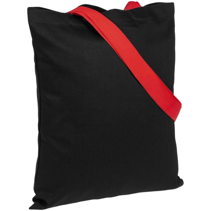 Холщовая сумка BrighTone, черная с красными ручками фото 1