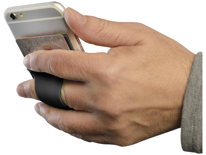 Картхолдер для телефона с отверстием для пальца, черный фото 5
