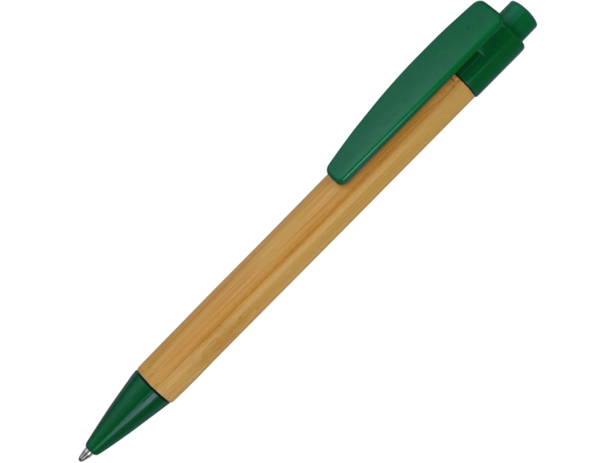 Ручка шариковая Borneo из бамбука, зеленый, черные чернила фото 1