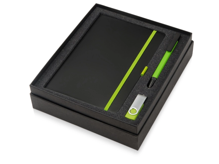 Подарочный набор Q-edge с флешкой, ручкой-подставкой и блокнотом А5, зеленый фото 2