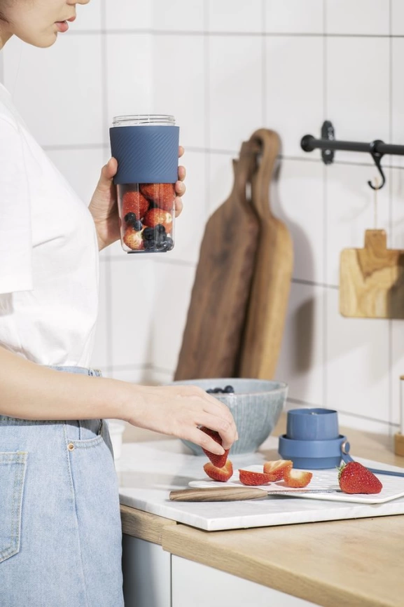 Портативный блендер Juicer, синий фото 4