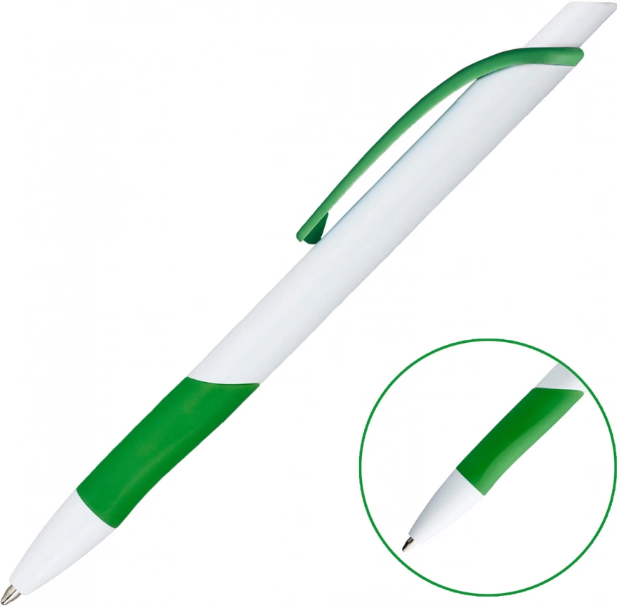 Ручка шариковая KLEO, белая с салатовым фото 1