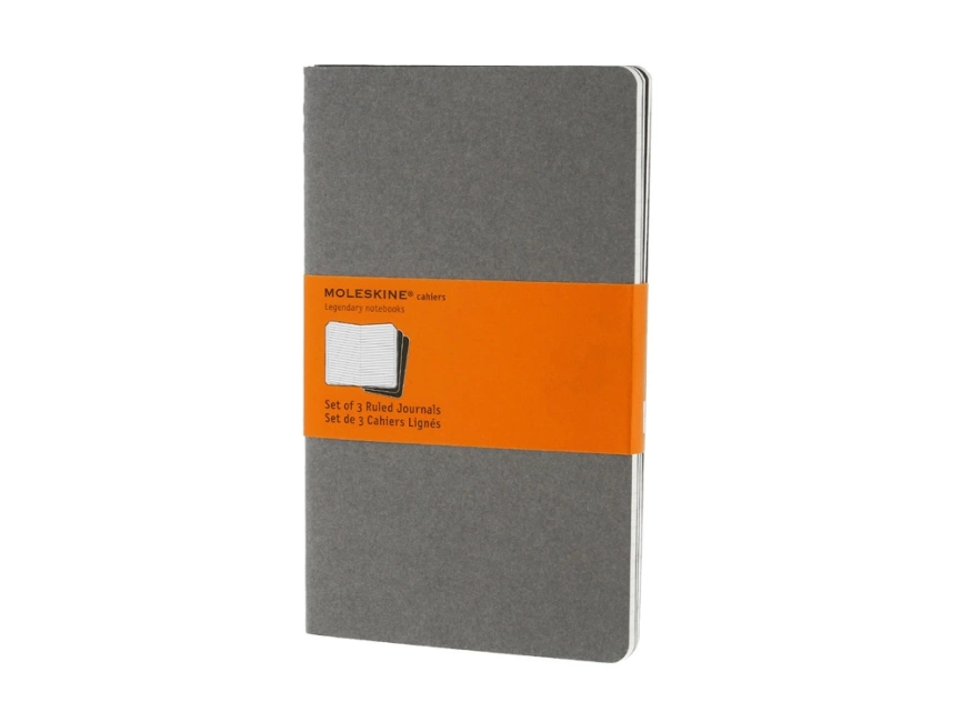 Записная книжка Moleskine Cahier (в линейку, 3 шт.), Large (13х21см), серый фото 1