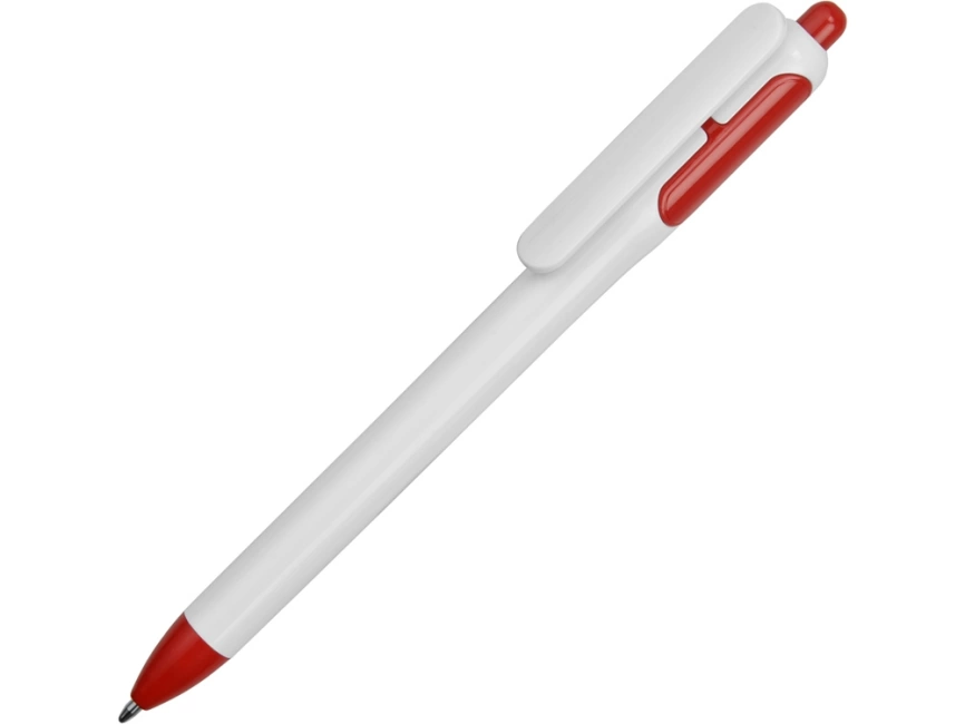 Ручка шариковая с белым корпусом и цветными вставками, белая с красным фото 1