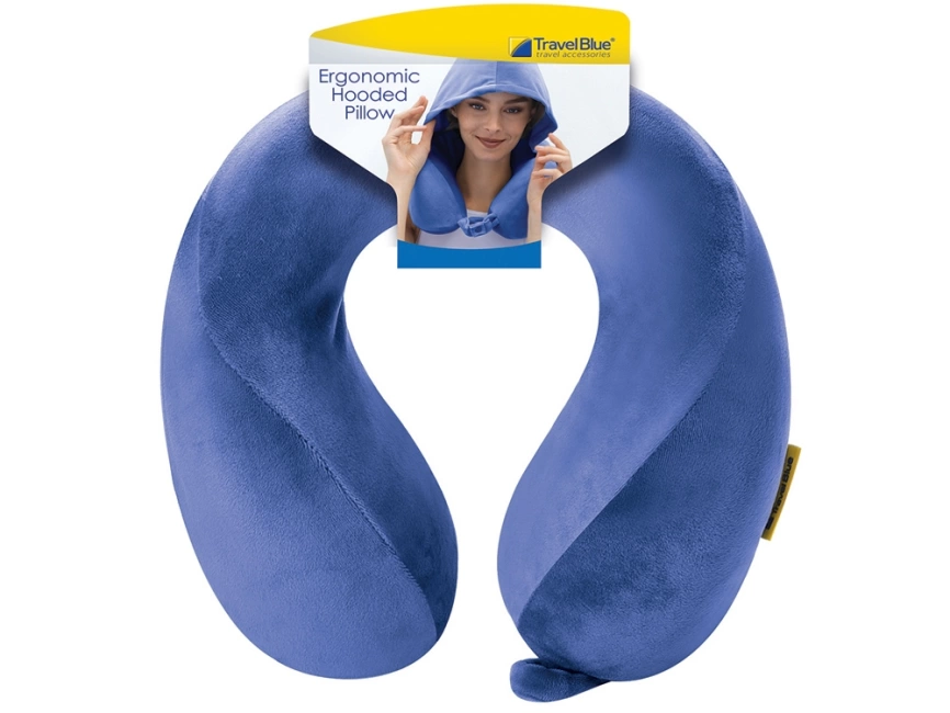 Подушка для путешествий с эффектом памяти, с капюшоном Hooded Tranquility Pillow, синий фото 2