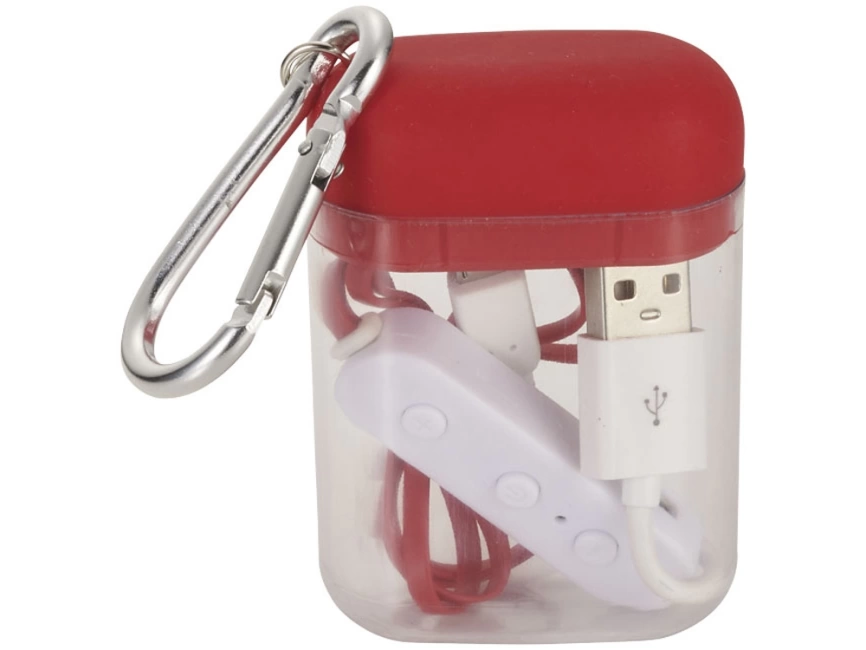 Наушники с функцией Bluetooth® с чехлом с карабином, красный фото 2