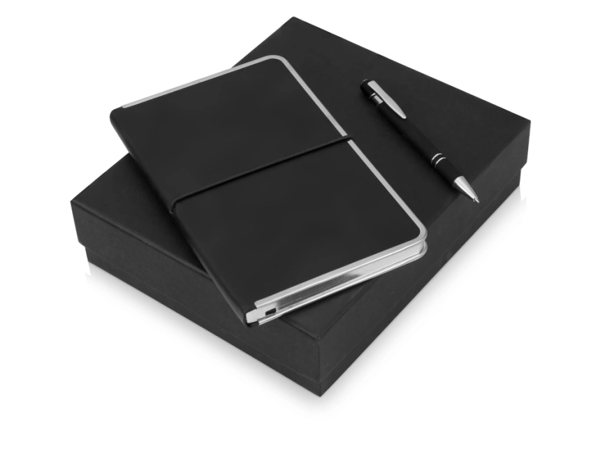 Подарочный набор Silver Sway с ручкой и блокнотом А5, черный фото 1