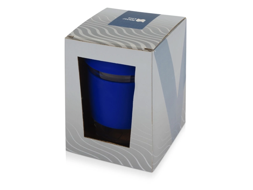 Стеклянный стакан Monday с силиконовой крышкой и манжетой, 350мл, синий фото 6