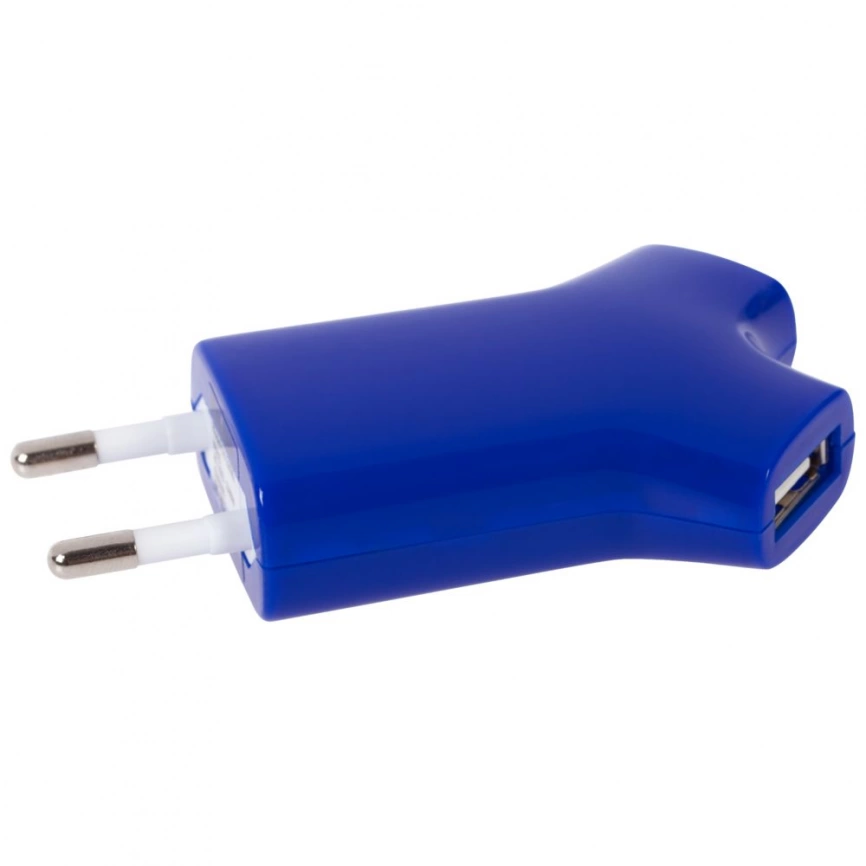 Сетевое зарядное устройство Uniscend Double USB, синее фото 2
