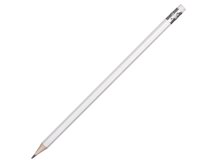 Шестигранный карандаш с ластиком Presto, белый фото 1