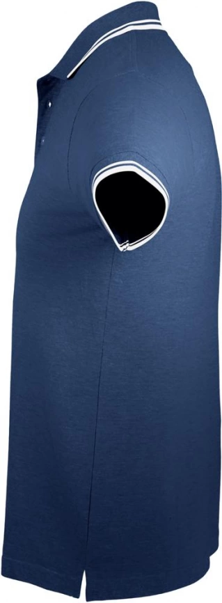 Рубашка поло мужская Pasadena Men 200 с контрастной отделкой темно-синяя с белым, размер S фото 3