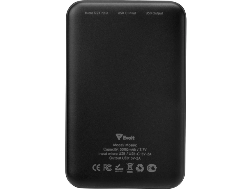 Внешний аккумулятор Evolt Mosaic, 5000 mAh, черный фото 6