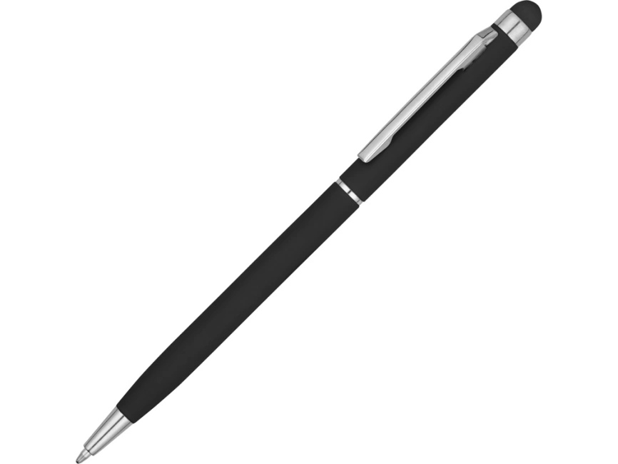 Ручка-стилус шариковая Jucy Soft с покрытием soft touch, черный фото 1