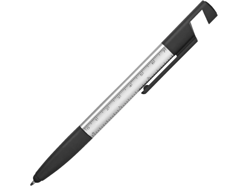 Ручка-стилус металлическая шариковая многофункциональная (6 функций) Multy, серебристый фото 3