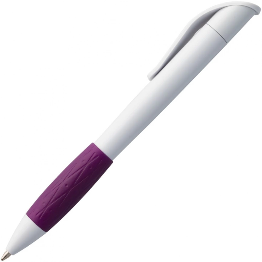 Ручка шариковая Grip, белая с фиолетовым фото 3