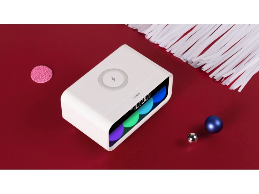 Часы с беспроводным зарядным устройством Rombica Timebox 1, белый фото 8