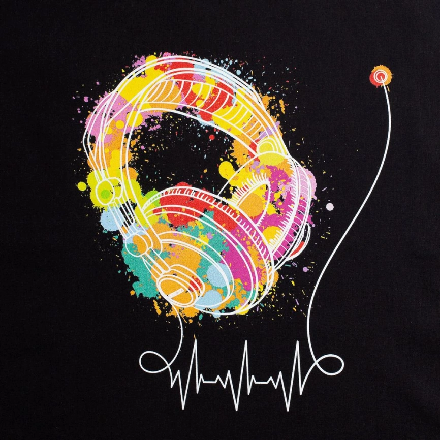 Холщовая сумка Feel The Beat, черная фото 2