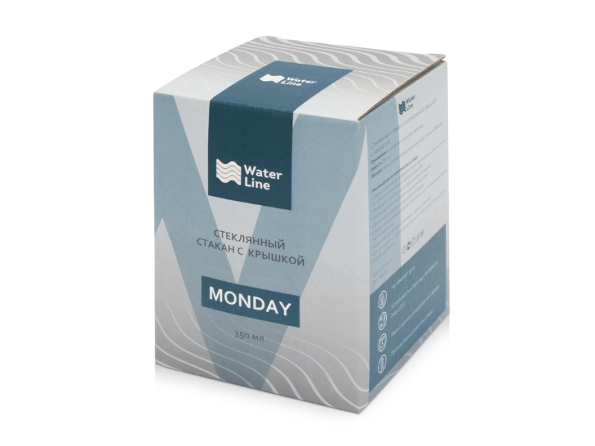 Стеклянный стакан Monday с силиконовой крышкой и манжетой, 350мл, белый фото 7