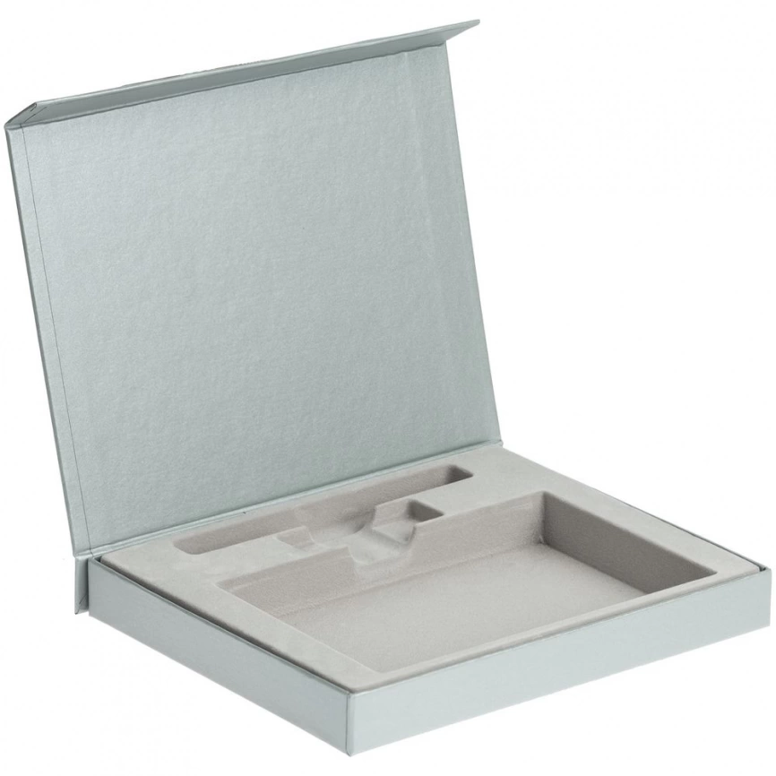 Коробка Memo Pad для блокнота, флешки и ручки, серебристая фото 1