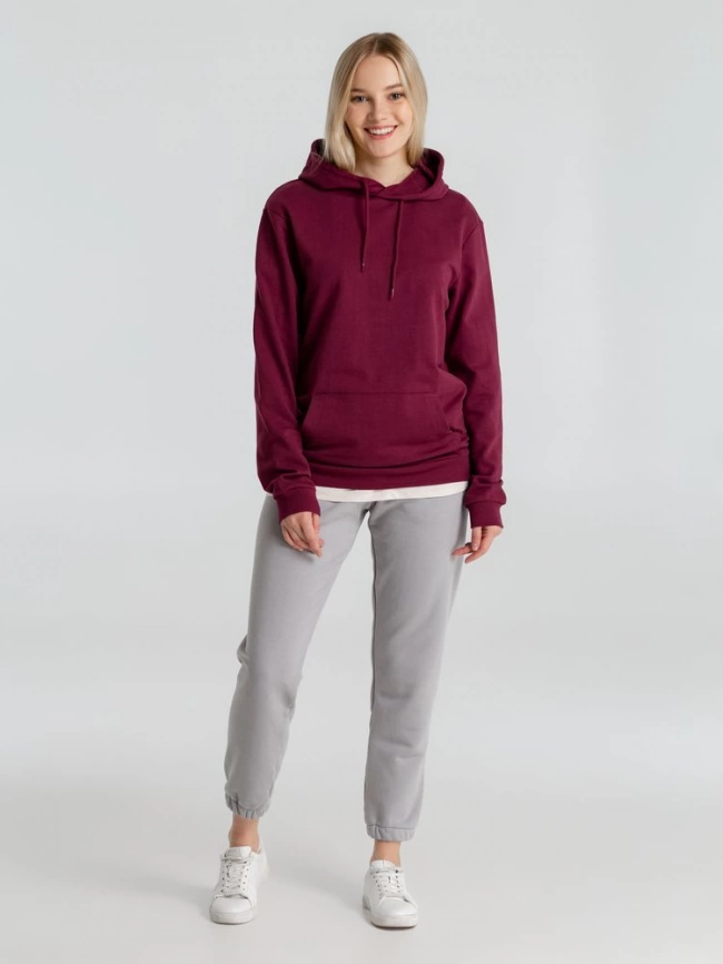 Толстовка с капюшоном унисекс Hoodie, бордовая, размер M фото 13