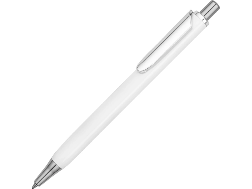 Ручка металлическая шариковая трехгранная Riddle, белый/серебристый фото 1