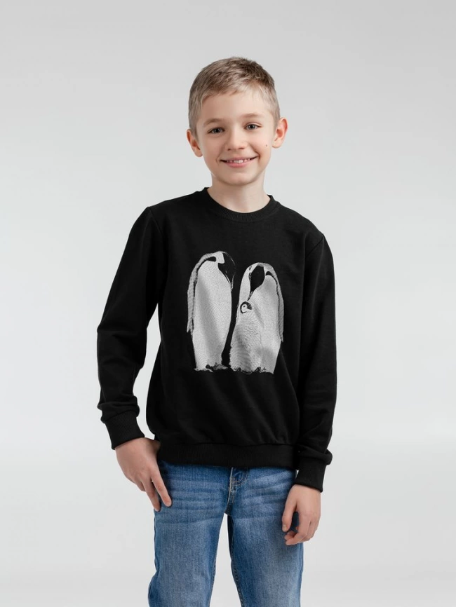 Свитшот детский Like a Penguin, черный, 10 лет (130-140 см) фото 4