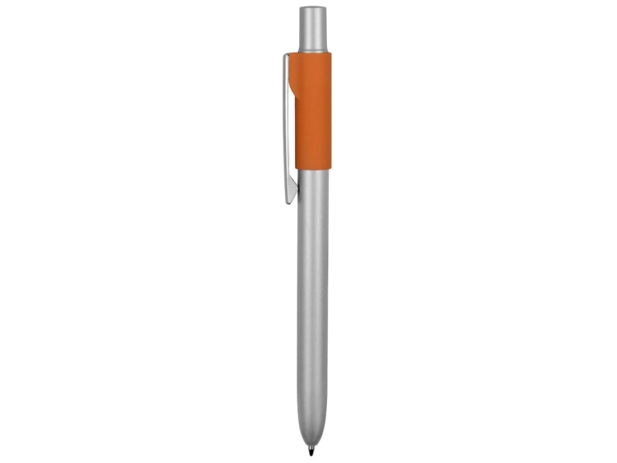 Ручка металлическая шариковая Bobble с силиконовой вставкой, серый/оранжевый фото 3
