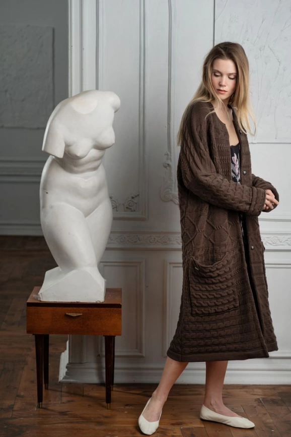 Кардиган женский Warmheart, коричневый, размер L фото 6