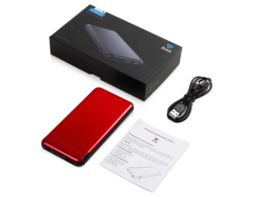 Внешний аккумулятор Forge, Evolt, металл, 10000mah, красный фото 7