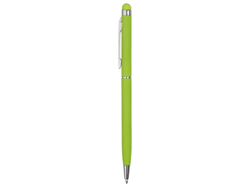 Ручка-стилус шариковая Jucy Soft с покрытием soft touch, зеленое яблоко фото 3