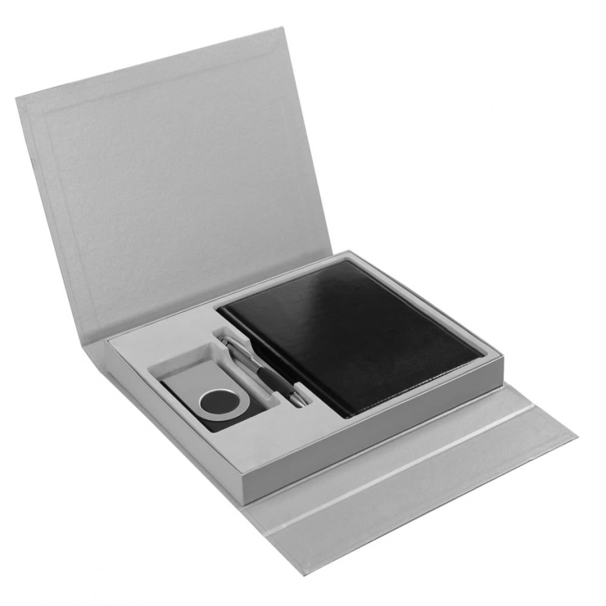 Коробка Status под ежедневник, аккумулятор и ручку, серебристая фото 4