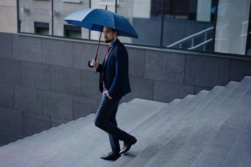 Зонт-трость Magic с проявляющимся цветочным рисунком, темно-синий фото 8