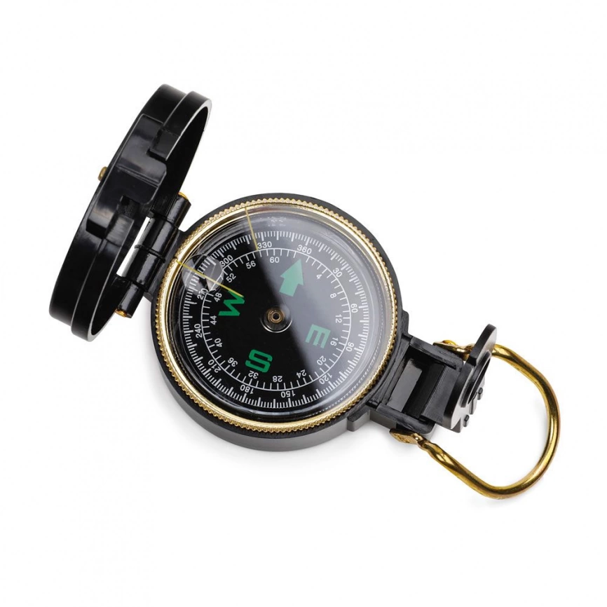 Туристический компас Azimuth, черный с золотой каймой фото 2