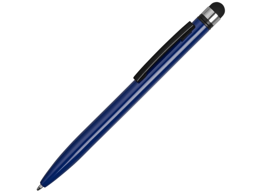 Ручка-стилус металлическая шариковая Poke, синий/черный фото 1
