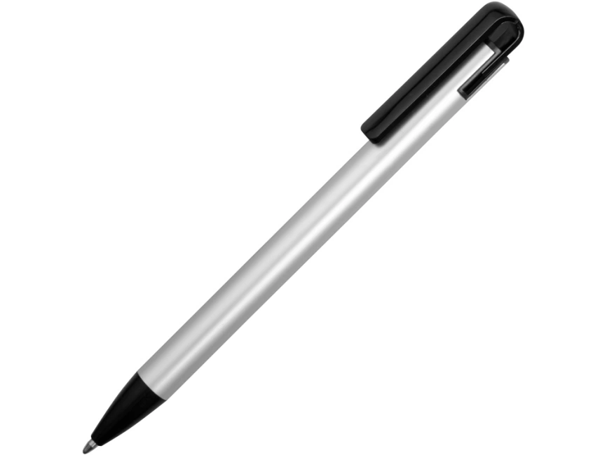 Ручка металлическая шариковая Loop, серебристый/черный фото 1