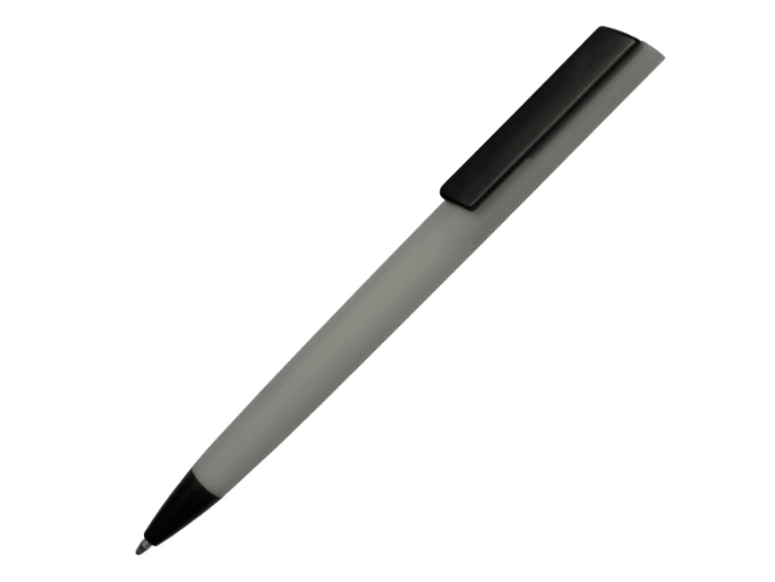 Ручка пластиковая soft-touch шариковая Taper, серый/черный фото 1