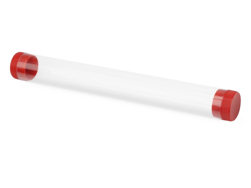 Футляр-туба пластиковый для ручки Tube 2.0, прозрачный/красный фото 1